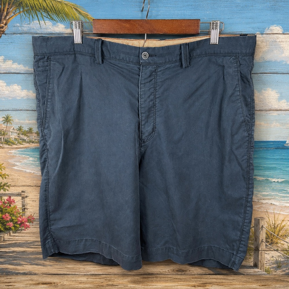Tommy Bahama Men’s 38x9 Navy Chino Flatfront Summef Shorts Tencel